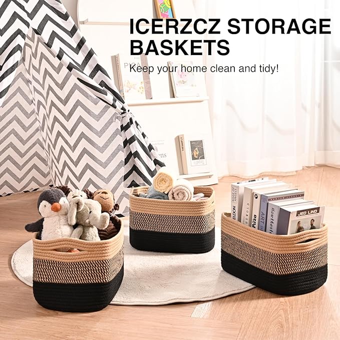 Storage Baskets for Shelves Organizing, Woven Cotton Rope Baskets for Storage - Image 6