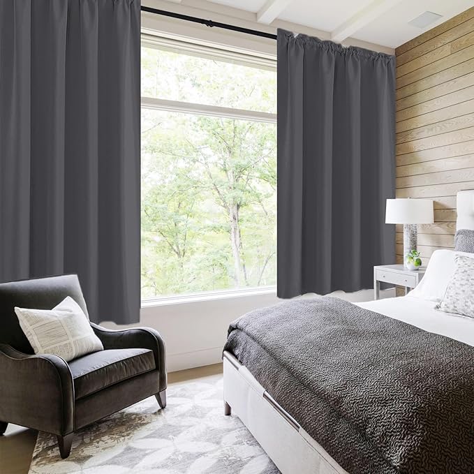 DWCN Bedroom Curtains Blackout Drapery Panels 54 Inch Length 2 Panels Set - Image 6