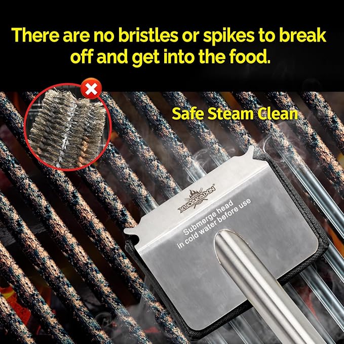 Grill Brush Bristle Free, Upgraded Aramid Fiber Wavy Pad Perfect - Image 7