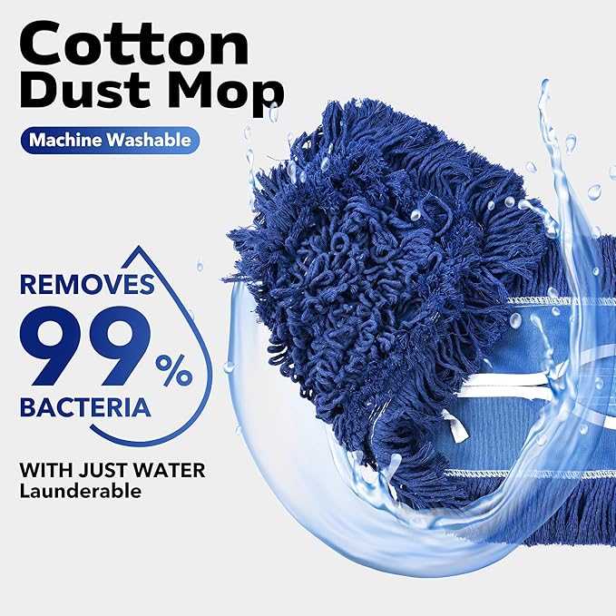 MATTHEW CLEANING 24'' Industrial Strength Cotton Dust Mop Refill Washable - Image 2