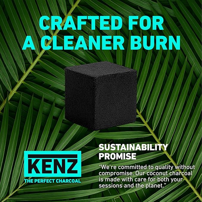 KENZ Charcoal Cubes, 25mm Low Ash Coconut Charcoal Briquettes, 100% Natural - Image 7