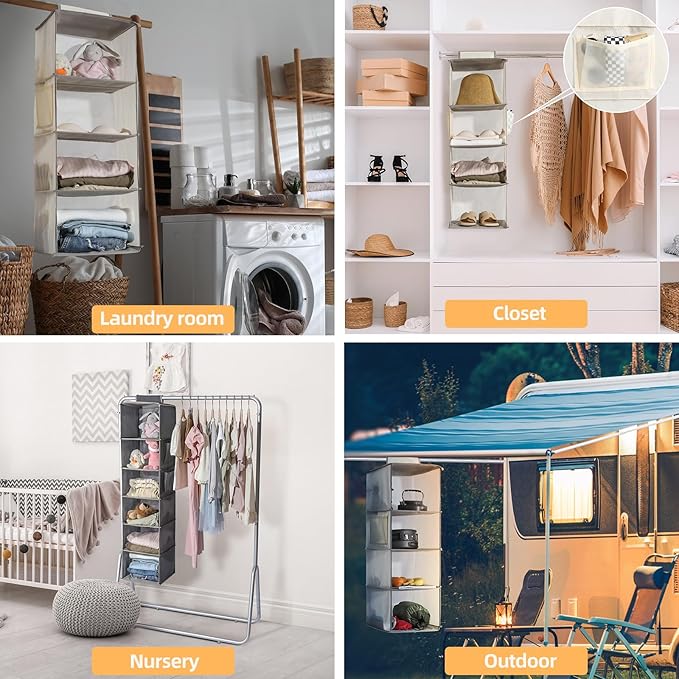 2-Pack Hanging Organizer, 4-Shelf Closet Shelves - Image 6