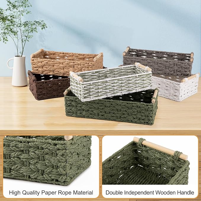 OIAHOMY Toilet Paper Baskets Handmade Paper Rope Decorative Wicker Storage Tank - Image 5