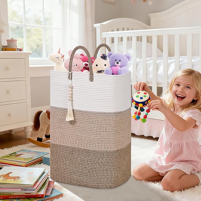 Woven Laundry Basket for Clothes, 65 L Large Rectangle Laundry Hampers - Image 4