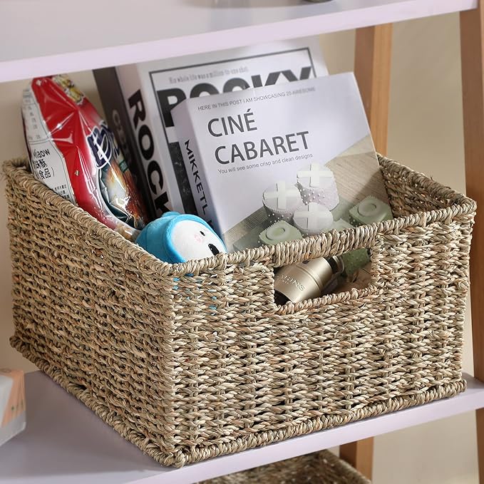 HOONEX Wicker Storage Baskets for Organizing, Decorative Woven Seagrass Baskets - Image 5
