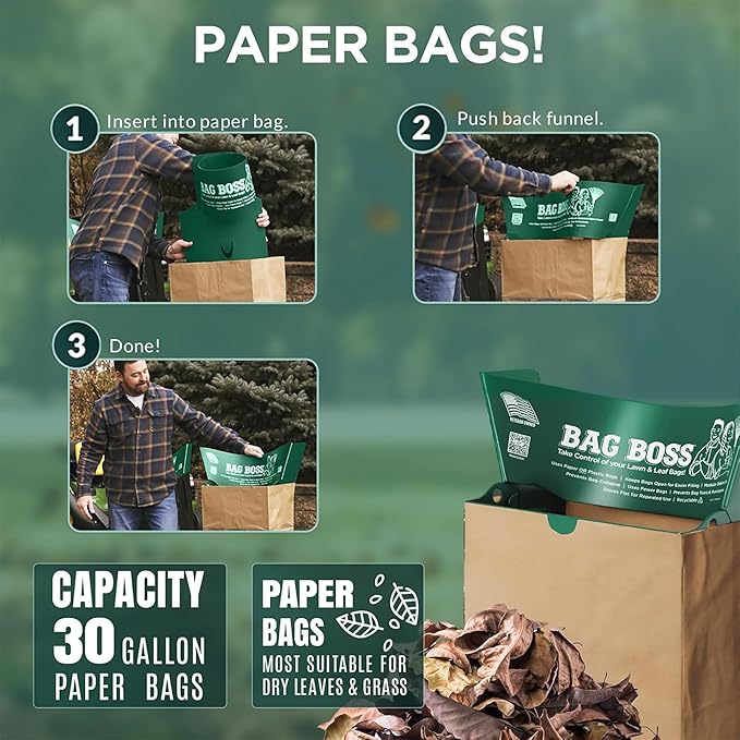Lawn & Leaf Bag Holder Stand | Fits 33-55 Gallon Paper or Plastic Yard Waste - Image 6