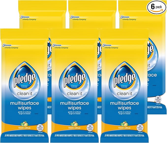 Pledge Multi-Surface Furniture Polish Wipes, Works on Wood, and Leather by Pledge