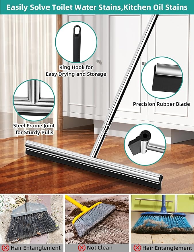 Floor Squeegee Scrubber 59inch Long Stainless Steel Handle - Image 6