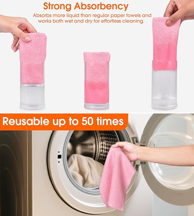 Roll of Microfiber Cleaning Cloth –100 Pack, Tear Away Microfiber Towels - Image 4
