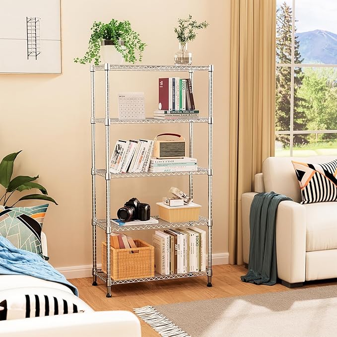 MZG 1750 lbs 5 Tier Storage Rack Metal Wire Shelving Unit, Storage Standing - Image 8