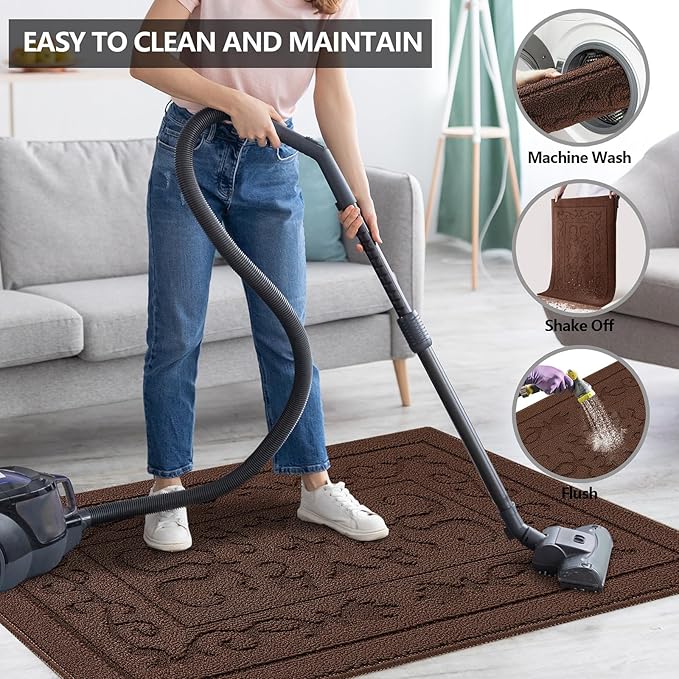 FONEYI Indoor Doormat, Front Back Door Mat 32"x40" Washable, Rubber Backing Non - Image 5