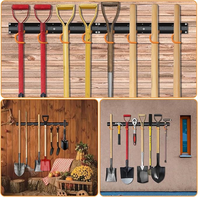 3-H 12×16" All Metal Garden Tool Organizer, Garage Tool Organizer, Broom Holder - Image 7