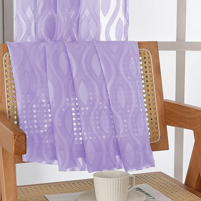 Aiyufeng Light Purple Sheer Curtains 72 Inches Long 2 Panels Set, Elegant Light - Image 9