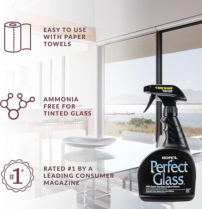HOPE'S Perfect Glass Cleaner Spray, Streak-Free, Ammonia-Free Window, and - Image 3