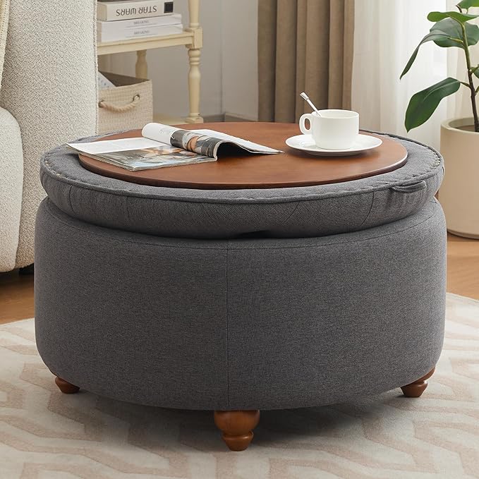 30Inch Round Storage Ottoman - Image 7
