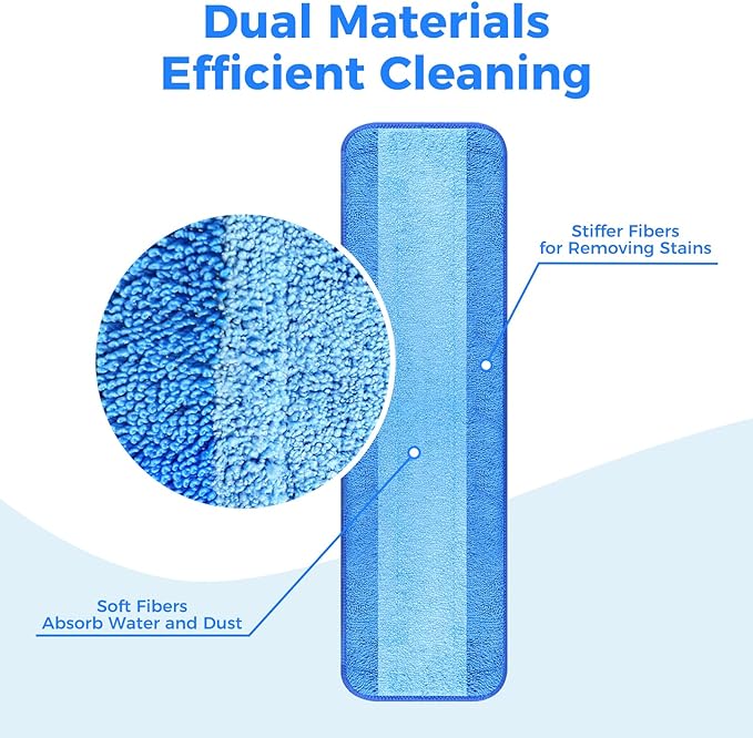 12-Pack Microfiber Cleaning Pads, 18-Inch Microfiber Mop Pads Compatible - Image 5