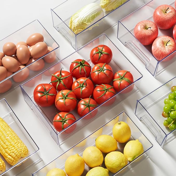 PeJeyiee 2 Pack Clear Stackable Refrigerator Organizers and Storage Drawers - Image 2
