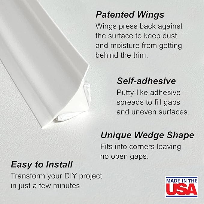 InstaTrim New & Improved Self-Adhesive Caulk Trim, 1/2" x 10', Waterproof - Image 2