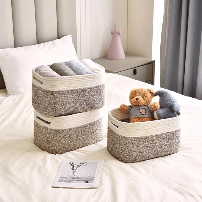 Storage Basket, Woven Baskets for Storage, Cotton Rope Baskets for Organizing - Image 3