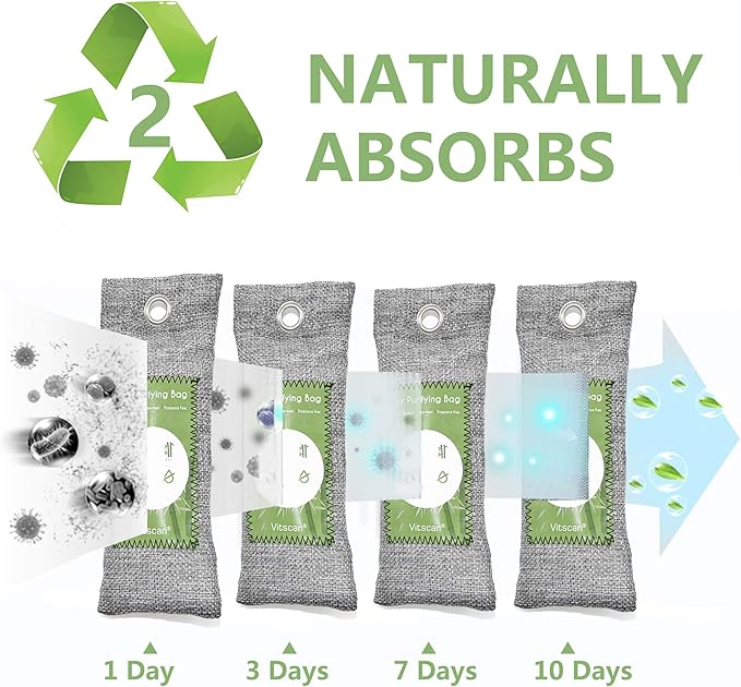 6 Pack Bamboo Charcoal Air Purifying Bag, Activated Charcoal Bags Odor Absorber - Image 5