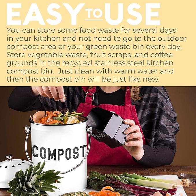 EPICA Countertop Compost Bin Kitchen | 1.3 Gallon | Odorless Composting Bin - Image 9