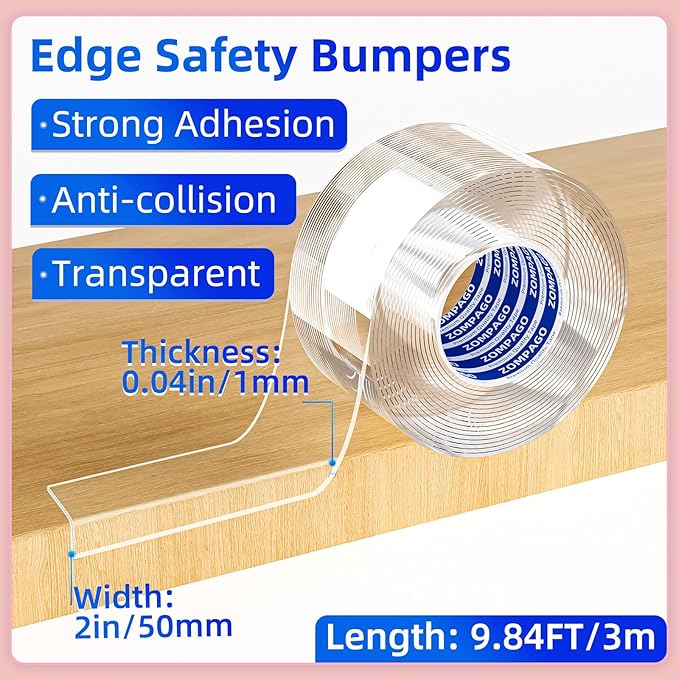 Clear Soft Corner Protectors for Furniture Strip, 2in x9.84FT, Sharp Edge & - Image 2