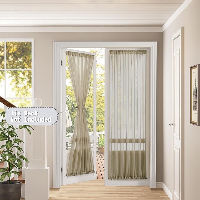 Tollpiz Sheer Door Curtain Closet Linen Textured Curtains Sheer Doorway Light - Image 2