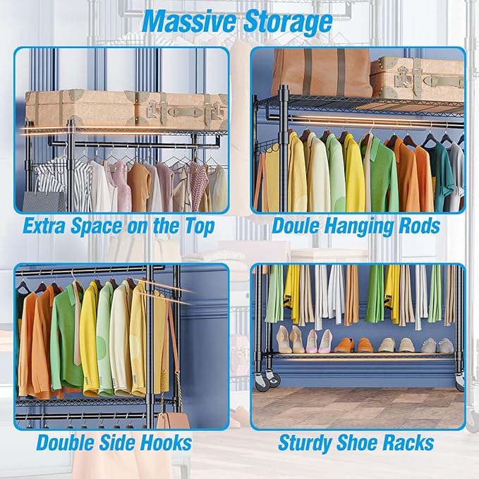 Homdox Rolling Garment Rack - Image 7