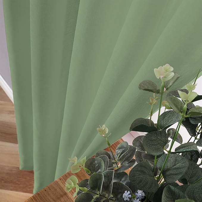 Tollpiz Sheer Curtains Linen Textured Bedroom Curtain Sheers Light Filtering - Image 3
