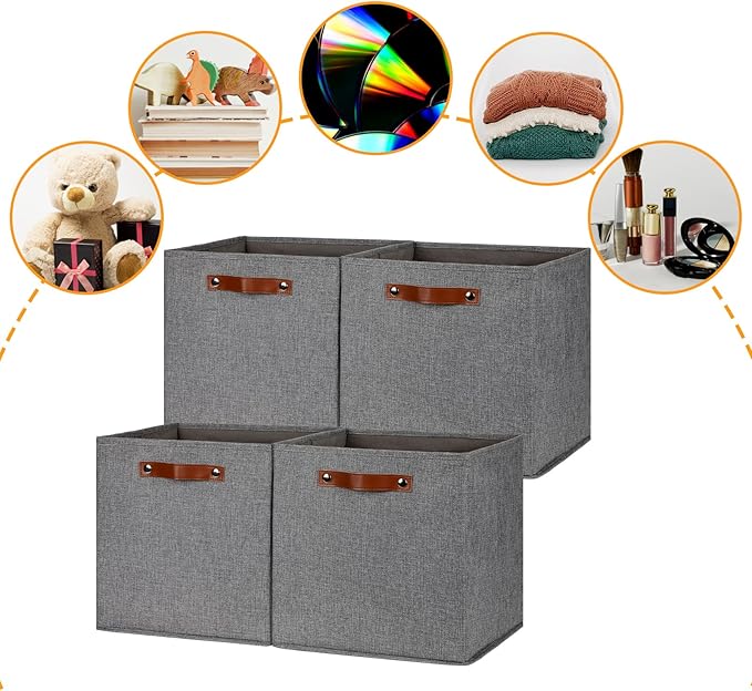 DULLEMELO Fabric Storage Cubes, 13 inch Cube Stroage Bins - Image 7