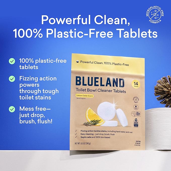 BLUELAND Toilet Bowl Cleaner Tablets, Starter Set, Lemon Cedar, Plastic-Free - Image 2