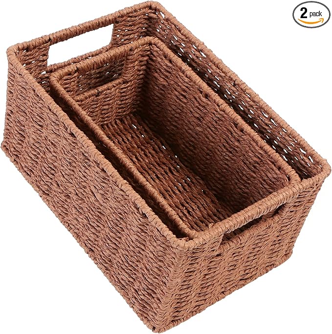 HOONEX Woven Baskets for Storage, Paper Rope Baskets by HOONEX
