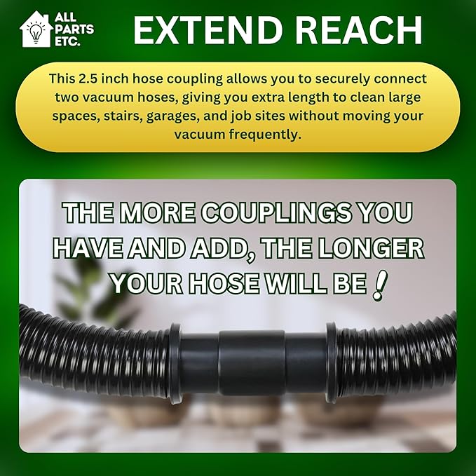 2.5" Vacuum Hose Coupling Connector – Wet Dry Vac Hose Adapter Compatible - Image 6
