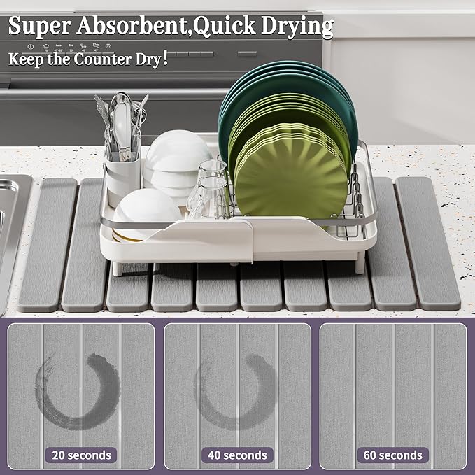 Large Stone Dish Drying Mats for Kitchen Counter – Foldable Quick Dry Stone Mat - Image 3