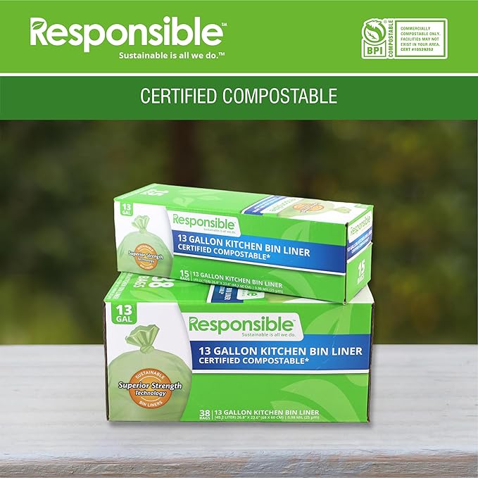 Responsible Products Kitchen Bin Liners, Certified Compostable, Heavy Duty - Image 4