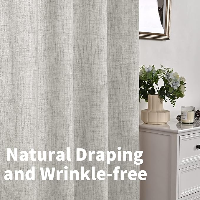 YoungsTex Light Grey Linen Curtains 78 Inch Length - Image 9
