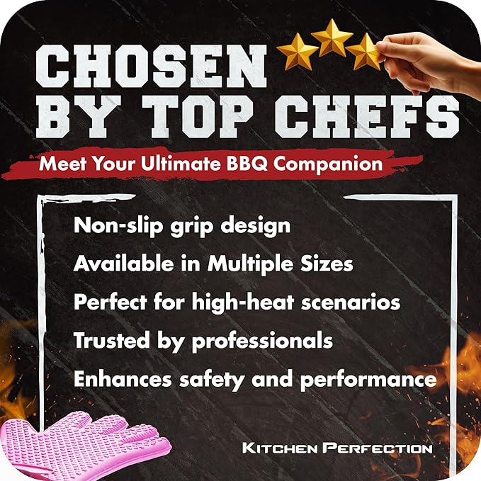 KITCHEN PERFECTION S Silicone Smoker Oven Gloves -Extreme Heat Resistant BBQ - Image 7