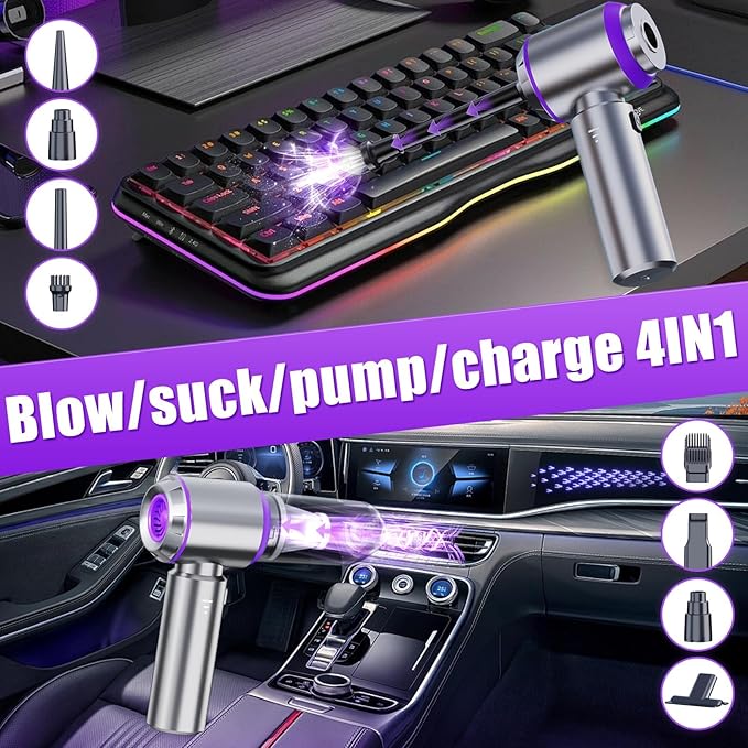 Mini Cordless Handheld Car Vacuum Cleaner/Air Duster/Blower/Hand Pump, 21000 PA - Image 4