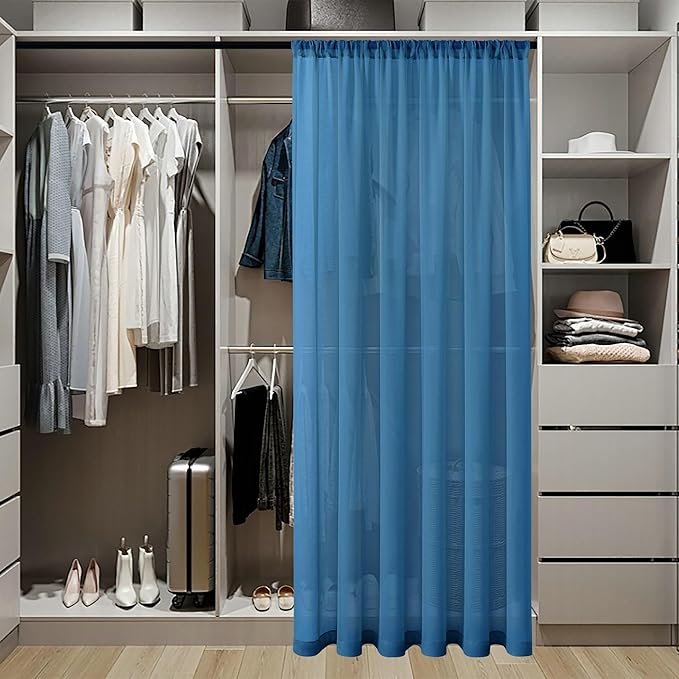 Tollpiz Sheer Door Curtains Closet Linen Textured Curtains Sheer Doorway Light - Image 3