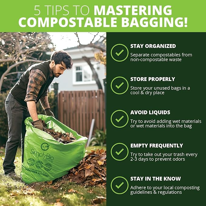 Simply Bio 50-55 Gallon Compostable Trash Bags Liners Flat-Top, Heavy Duty - Image 4