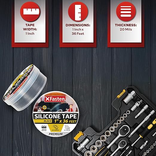XFasten Self Fusing Silicone Tape Waterproof Black – 1" x 36 Feet, Self - Image 2
