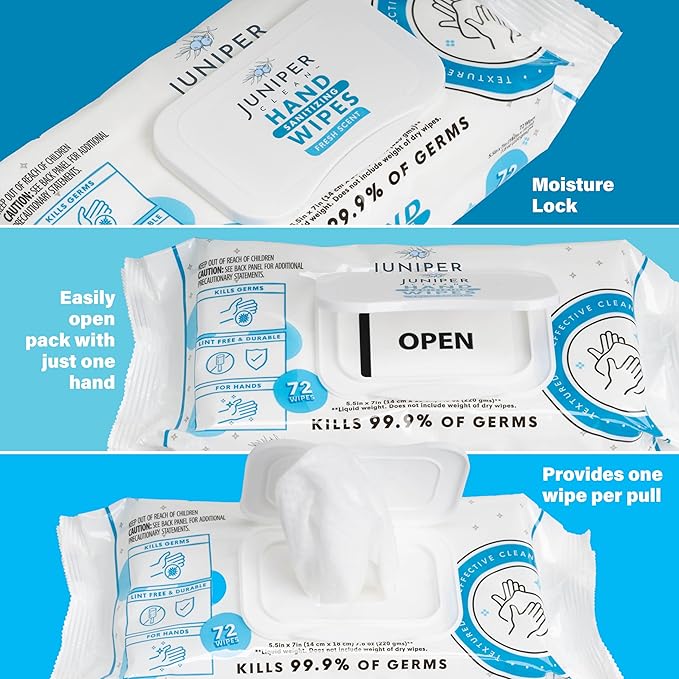 24 Pack Hand Sanitizing Wipes, Fresh Scent, Lint Free & Durable - Image 6