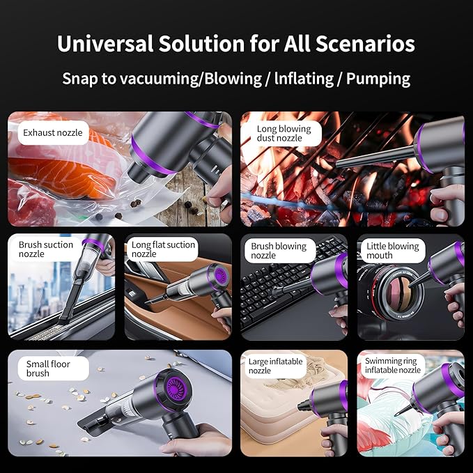 Mini Cordless Handheld Car Vacuum Cleaner/Air Duster/Blower/Hand Pump, 21000 PA - Image 6