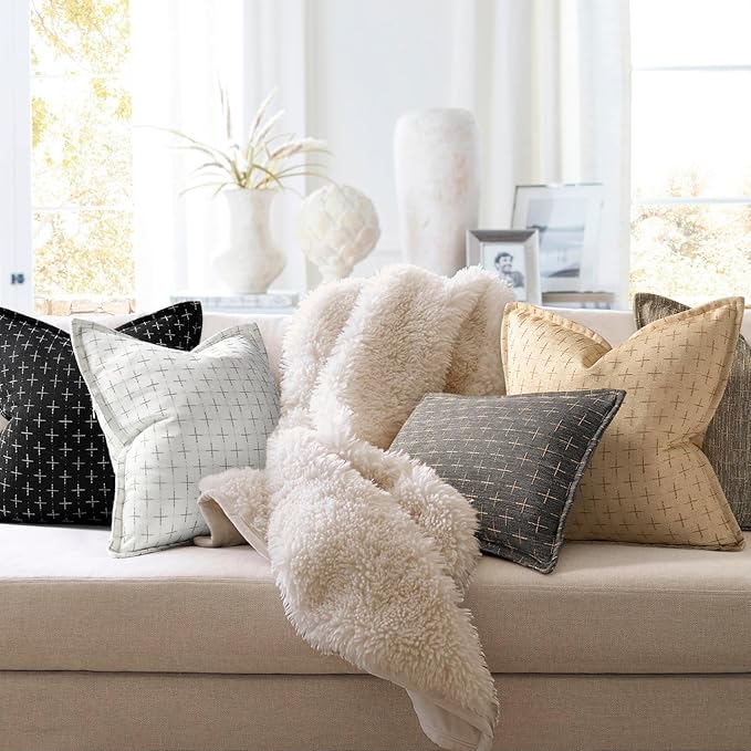 ZWJD Pillow Covers 16x16 Set of 2 Soft Polyester Textured Pillow Covers - Image 6