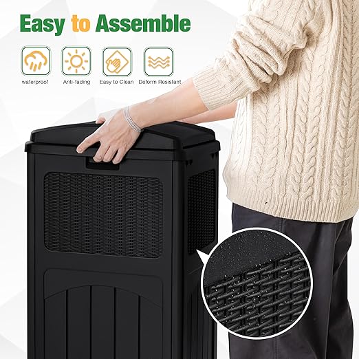 Flamaker 30 Gallon Trash Can, Resin Outdoor Garbage Can - Image 2
