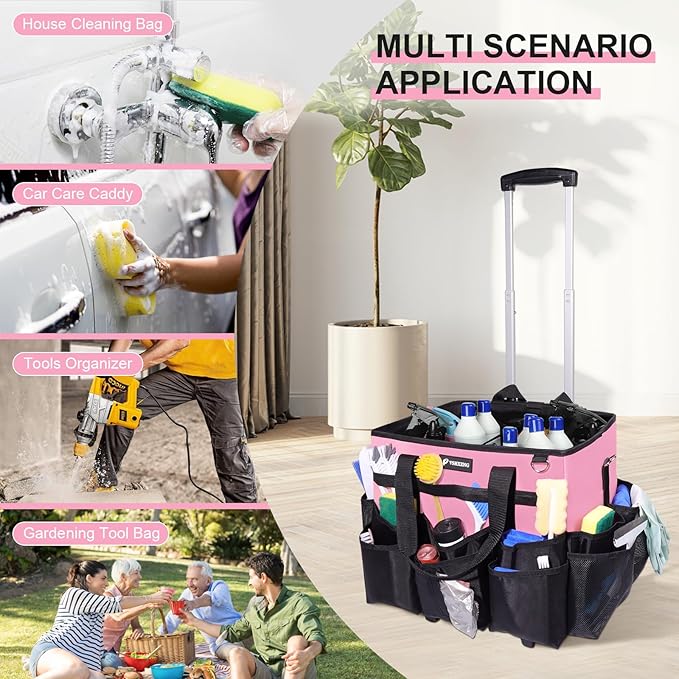 Large Rolling Cleaning Caddy Bag - Image 7