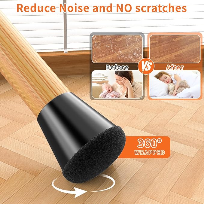 Chair Leg Floor Protectors Large 24Pcs, Silicone Chair Leg Protectors - Image 4