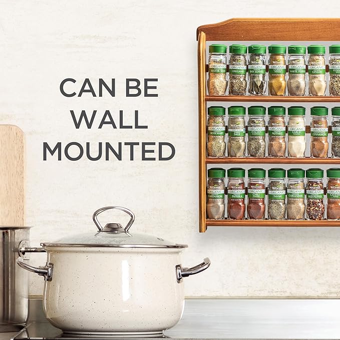 McCormick Gourmet Three Tier Wood 24 Piece Organic Spice Rack Organizer - Image 5
