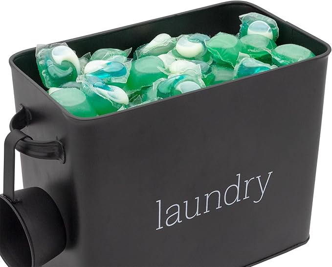 AuldHome Design Enamelware Laundry Powder Container, Enamelware Detergent Bin - Image 5