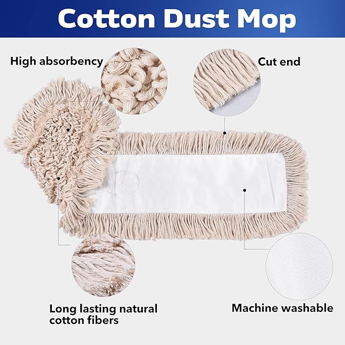 Matthew Cleaning 36'' Cotton Dust Mop Refill Washable Thick Tufted Replacement - Image 4
